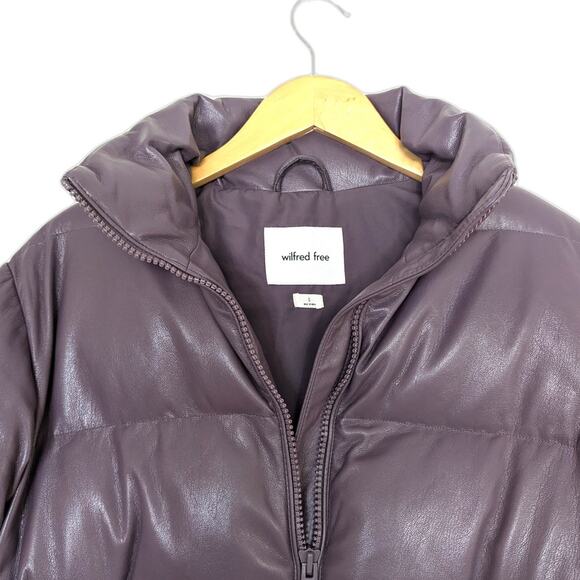 Aritzia Wilfred Free Reverie Purple Faux Leather Vista Puffer Jacket Size S - Picture 5 of 10
